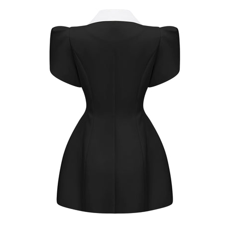 Aurohaya Acharya Color Block Shawl Lapel Mini Dress