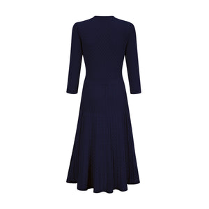 Aurohaya Élodie knitted long-sleeve midi dress in Blue