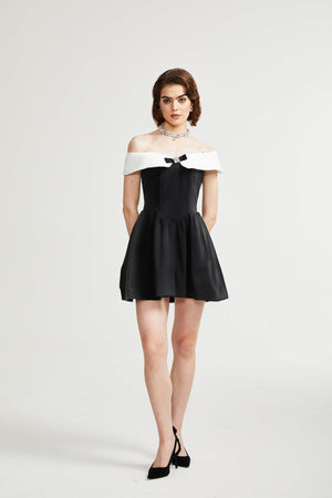 Aurohaya Deniece Black Off-The-Shoulder Mini Dress