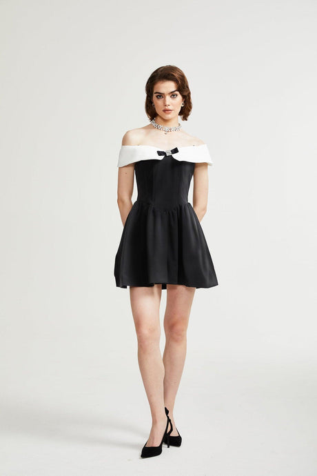 Aurohaya Deniece Black Off-The-Shoulder Mini Dress