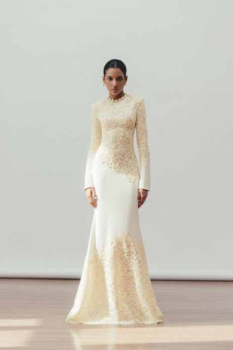 Aurohaya Mathilde White Embroidered Maxi Dress
