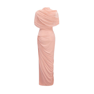 Aurohaya Catherine asymmetrical pleated maxi dress in Pink
