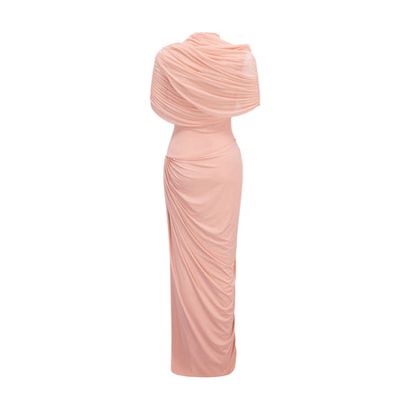 Aurohaya Catherine asymmetrical pleated maxi dress in Pink