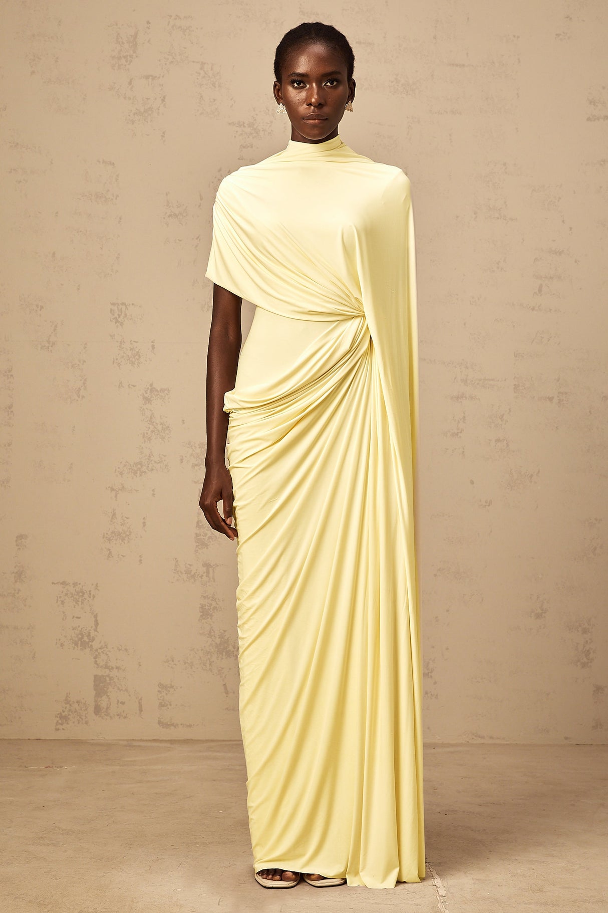 Aurohaya Fenella Asymmetrical Draped Cape & Dress Matching Set