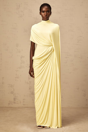 Aurohaya Fenella Asymmetrical Draped Cape & Dress Matching Set