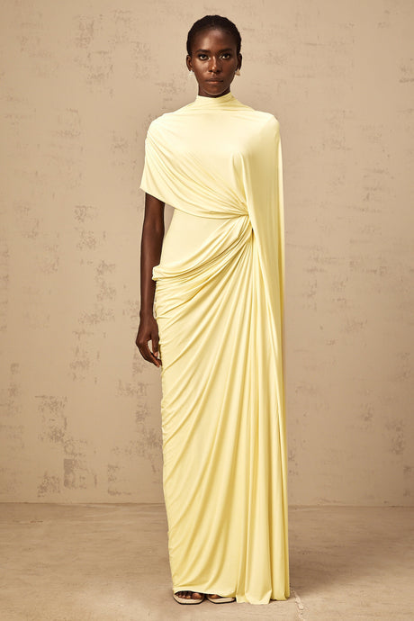 Aurohaya Fenella Asymmetrical Draped Cape & Dress Matching Set