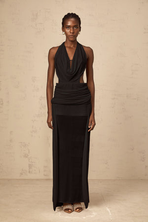 Aurohaya Déotille halterneck backless maxi dress in Black