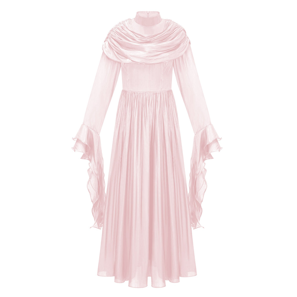 Aurohaya Danuta Pink Ruched Pleated Maxi Dress