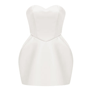 Aurohaya Laure White Heart Off-shoulder Mini Dress
