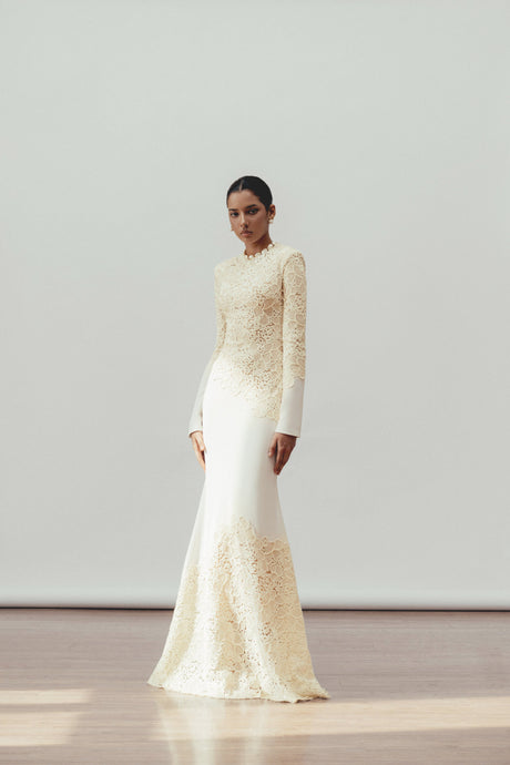 Aurohaya Mathilde White Embroidered Maxi Dress