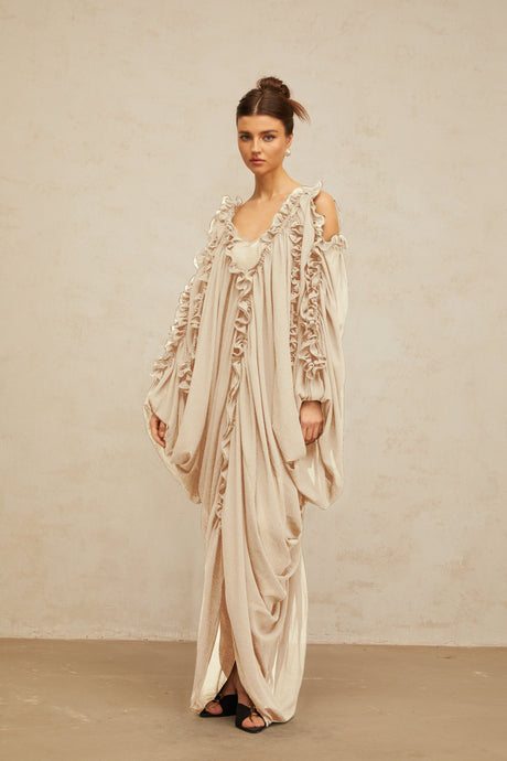 Aurohaya Aglaé ruffled-trim tulle maxi dress