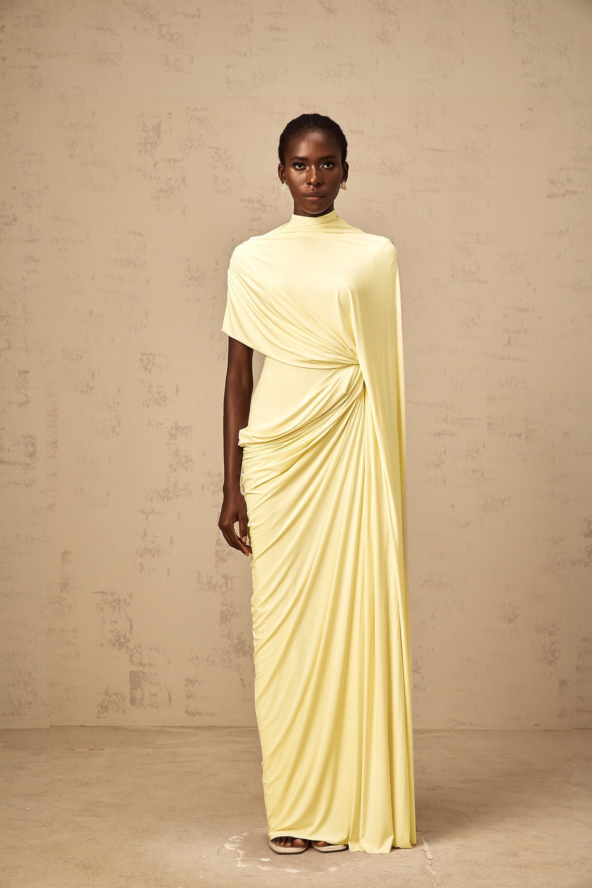 Aurohaya Fenella Asymmetrical Draped Cape & Dress Matching Set