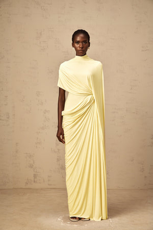 Aurohaya Fenella Asymmetrical Draped Cape & Dress Matching Set