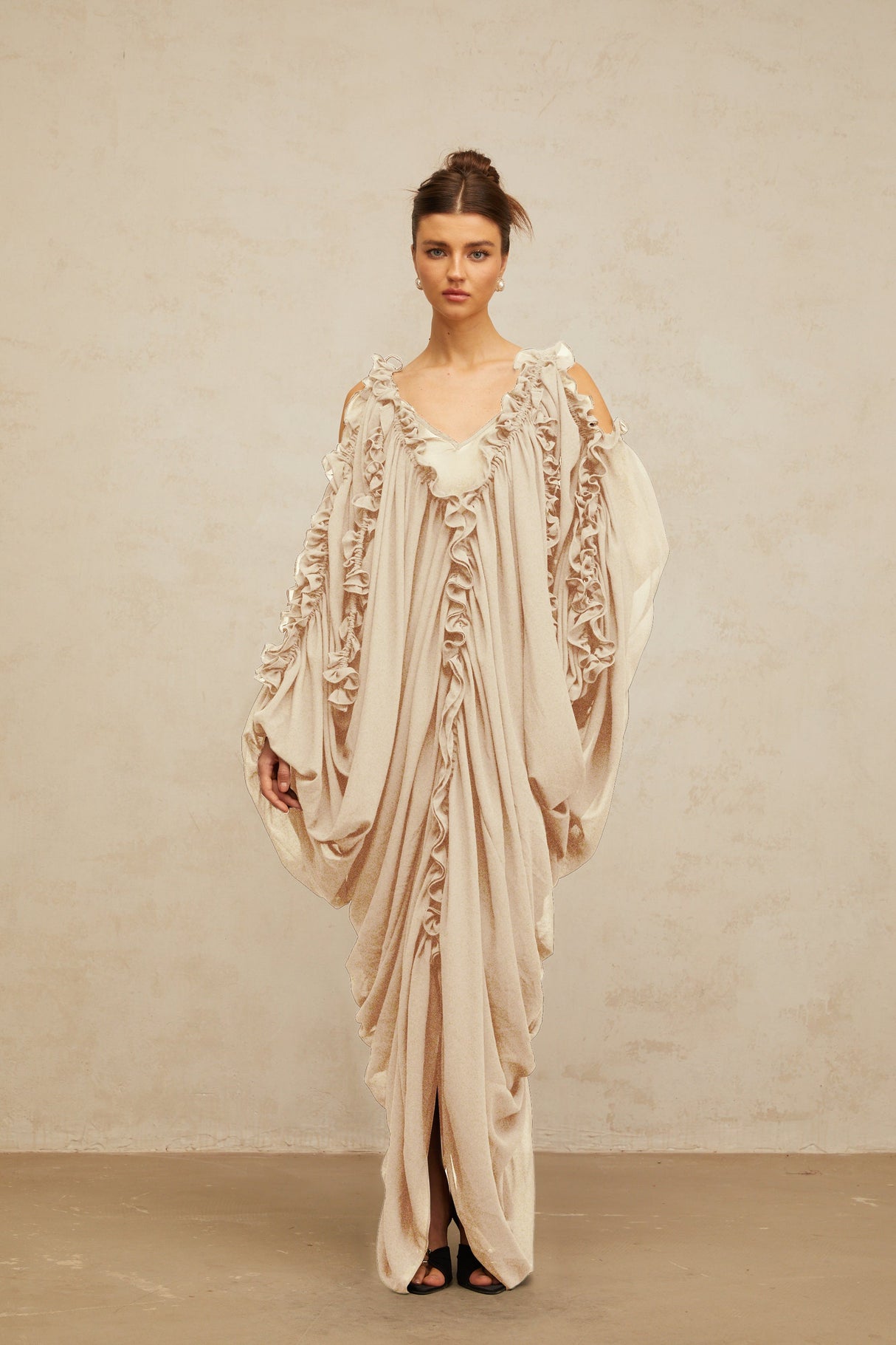 Aurohaya Aglaé ruffled-trim tulle maxi dress