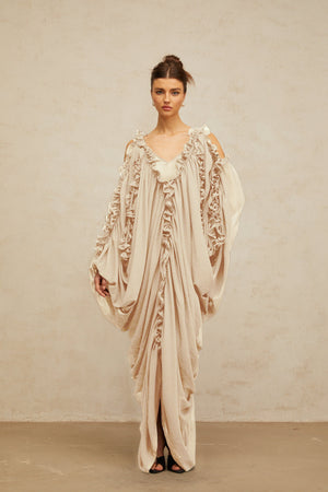 Aurohaya Aglaé ruffled-trim tulle maxi dress