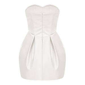 Aurohaya Laure White Heart Off-shoulder Mini Dress