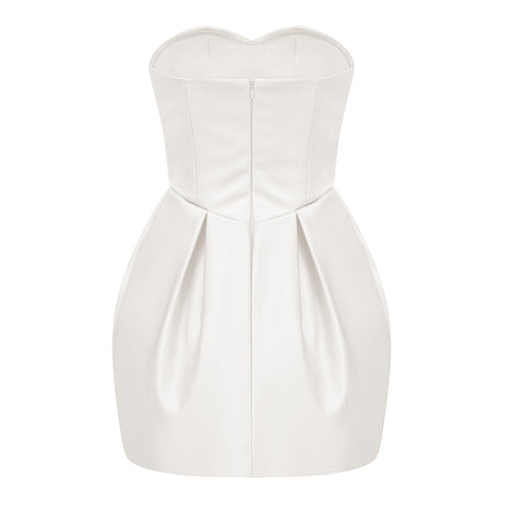 Aurohaya Laure White Heart Off-shoulder Mini Dress