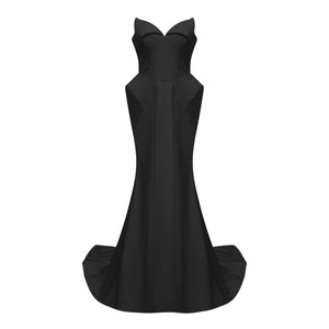 Aurohaya Alba Black Barrel Waist Corset Maxi Dress