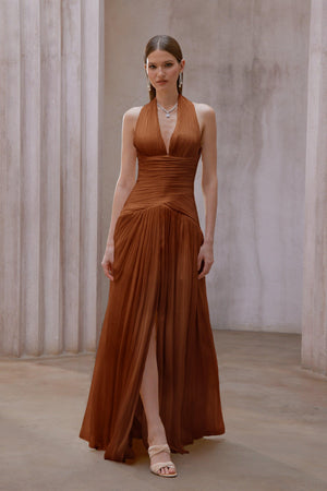 Aurohaya Verdelune Gathered Maxi Dress