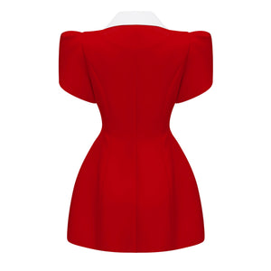 Aurohaya Acharya Red Shawl Lapel Mini Dress