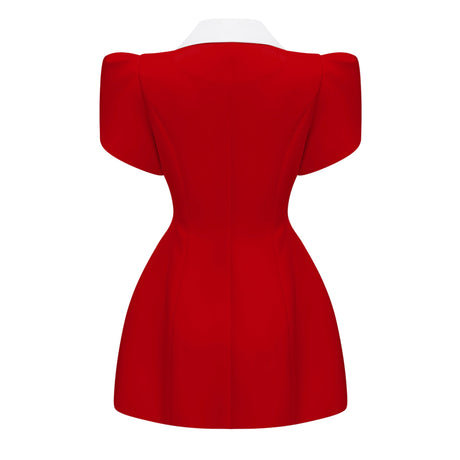 Aurohaya Acharya Red Shawl Lapel Mini Dress