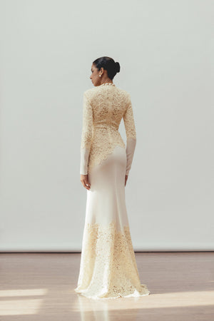 Aurohaya Mathilde White Embroidered Maxi Dress