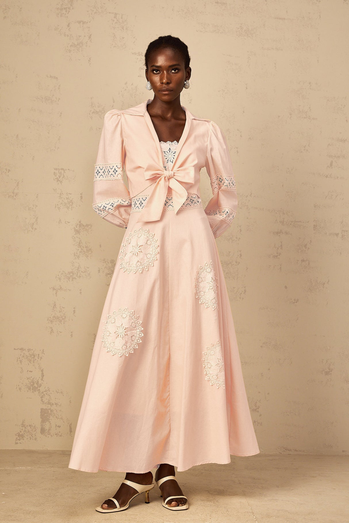 Aurohaya Romy Pink Floral Embroidered Blouse & Dress Set