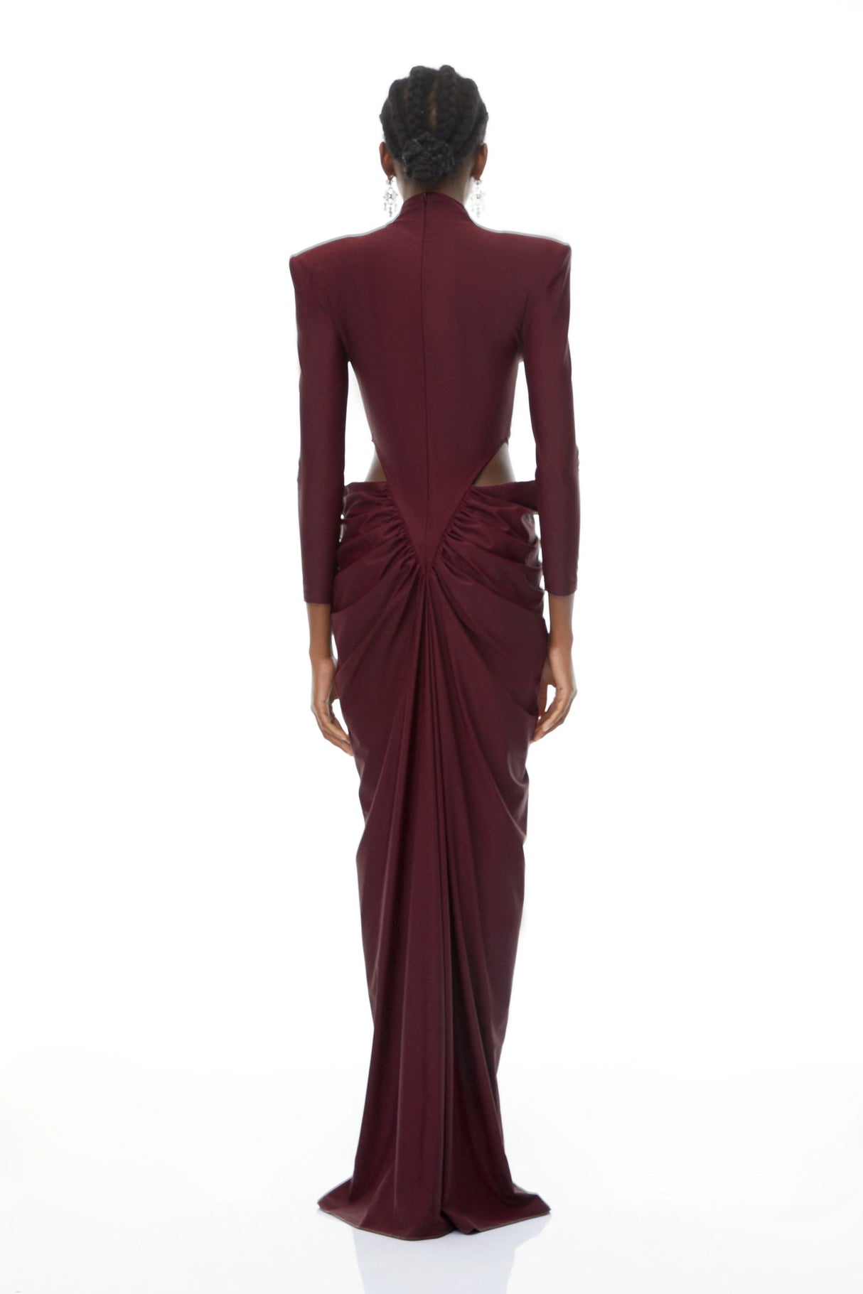Aurohaya Arlene Red Cut Out Ruched Maxi Dress