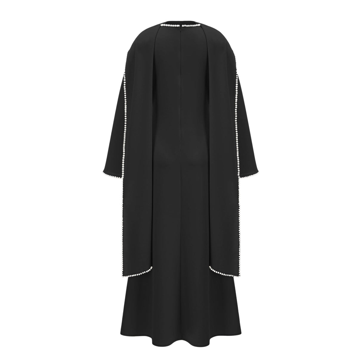 Aurohaya Piroska Black Pearl Trim Shawl Detail Maxi Dress