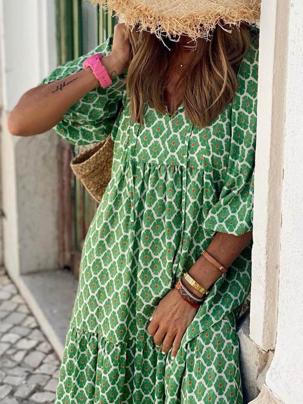 Aurohaya Bohemian Printed Maxi Dress