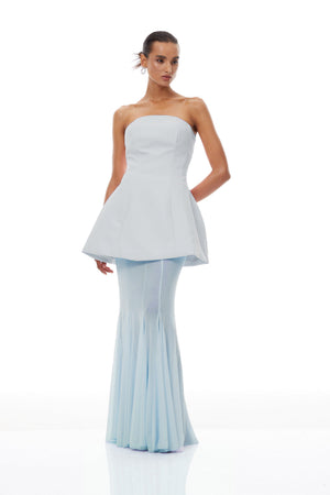 Aurohaya Mélanie Blue Corset Dress & Mesh Skirt Set