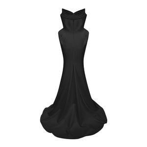 Aurohaya Alba Black Barrel Waist Corset Maxi Dress