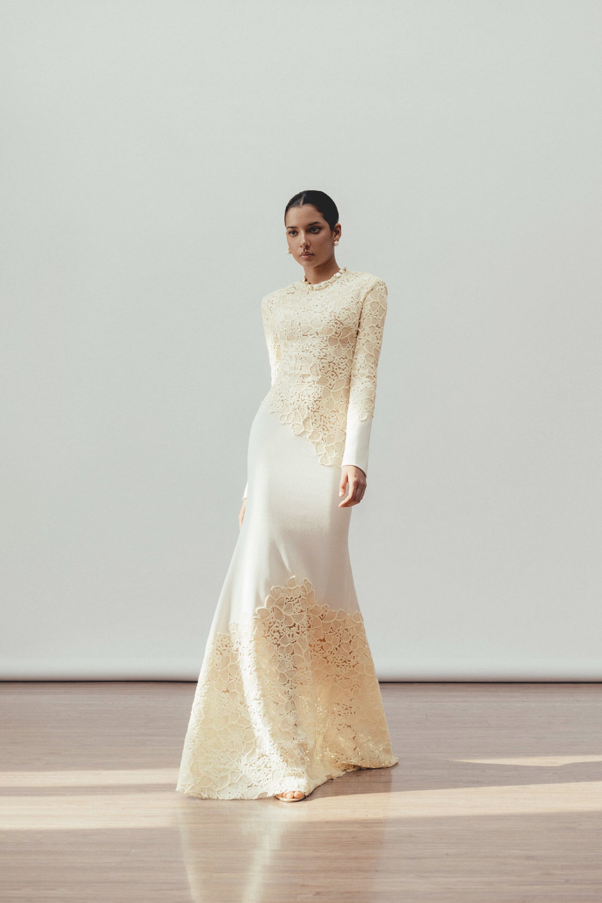 Aurohaya Mathilde White Embroidered Maxi Dress
