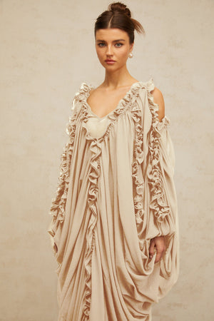 Aurohaya Aglaé ruffled-trim tulle maxi dress
