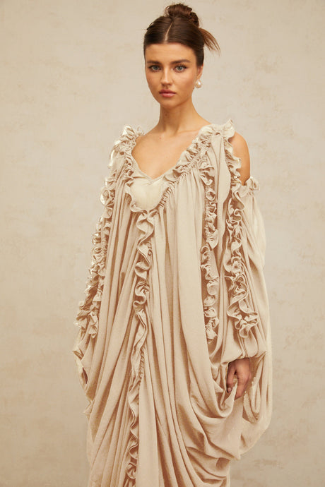 Aurohaya Aglaé ruffled-trim tulle maxi dress