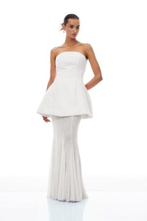 Aurohaya Mélanie White Corset Dress & Mesh Skirt Set