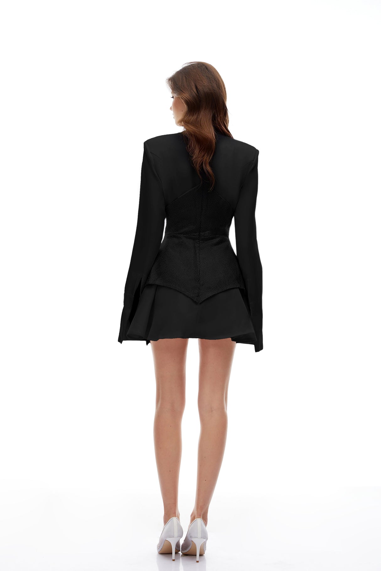 Aurohaya Veronica Black Rhinestone Embellished Mini Dress