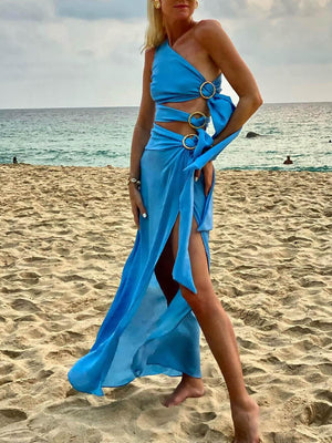 Aurohaya Summer Sexy Bandage Irregular Sleeveless Dress