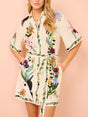Aurohaya Modern Sophisticated Feel Satin Unique Print Mini Dress Multicolor