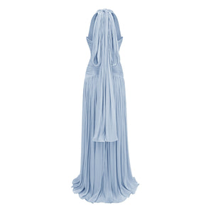 Aurohaya Uranie Blue Gathered Maxi Dress