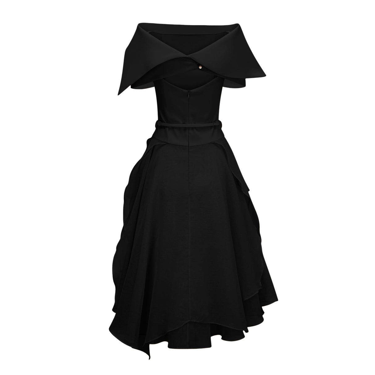 Aurohaya Aria Black Asymmetrical Shawl & Tulle Panel Dress Set