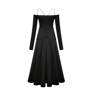 Aurohaya Nadine off-shoulder panelled maxi dress in Black