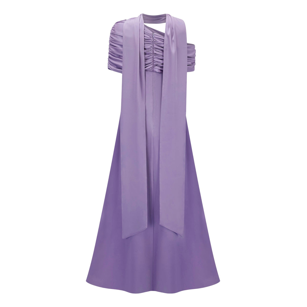 Aurohaya Benedetta Lilac One Shoulder Satin Maxi Dress
