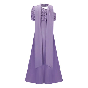 Aurohaya Benedetta Lilac One Shoulder Satin Maxi Dress
