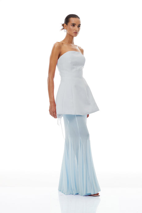 Aurohaya Mélanie Blue Corset Dress & Mesh Skirt Set