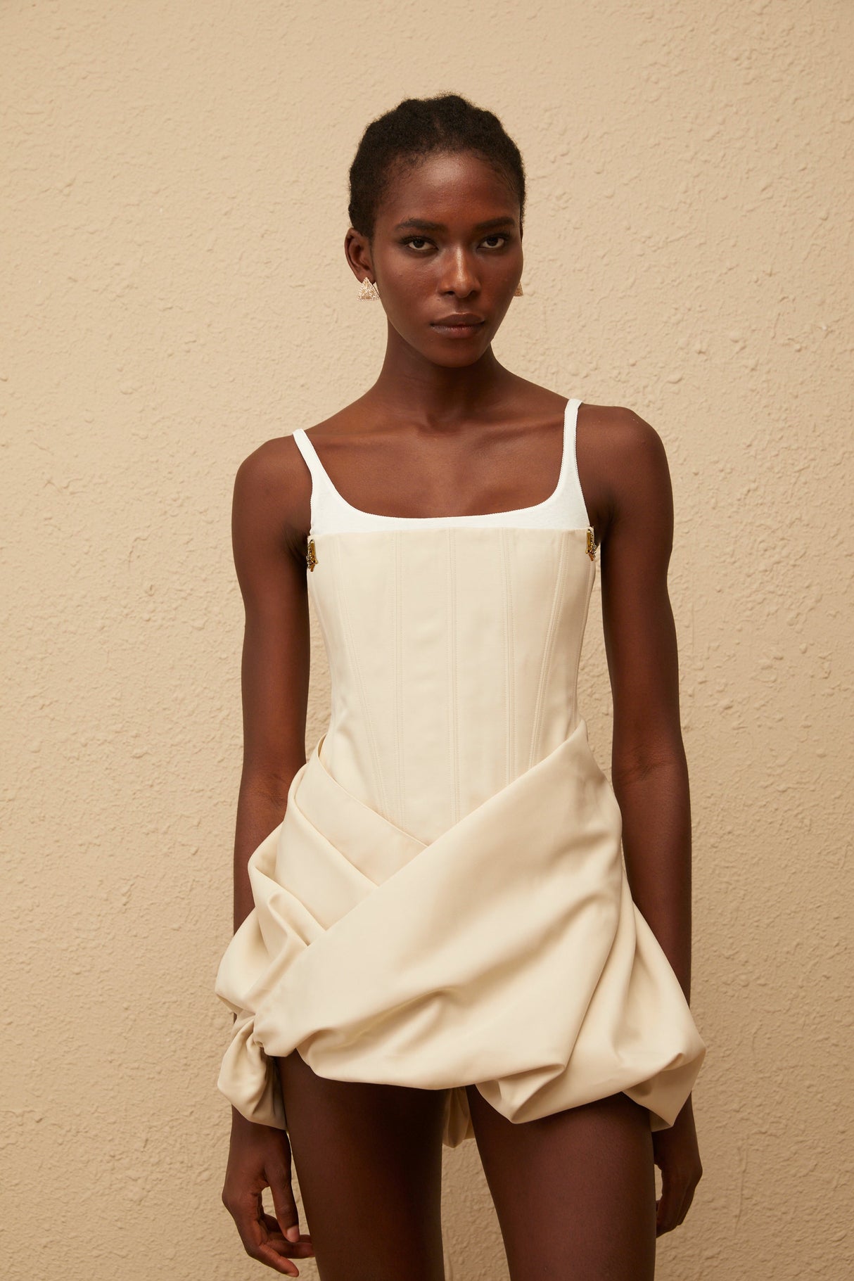 Aurohaya Inaya Neutral Panel Corset Mini Dress