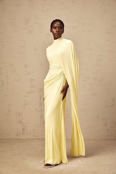 Aurohaya Fenella Asymmetrical Draped Cape & Dress Matching Set