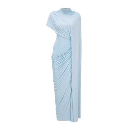 Aurohaya Fenella Blue Asymmetrical Draped Cape & Dress Matching Set