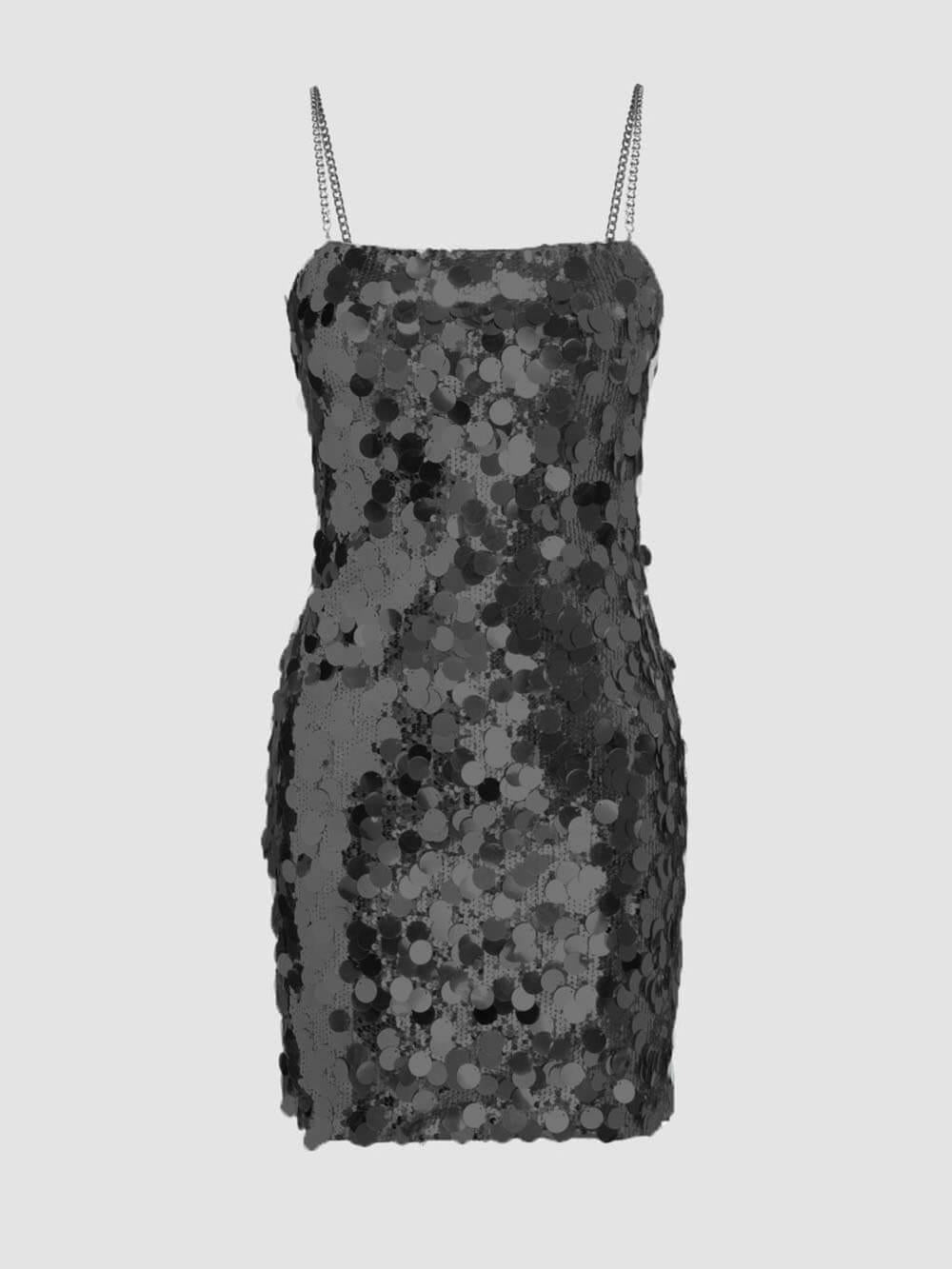 Aurohaya Chain Sequined Irregular Dress