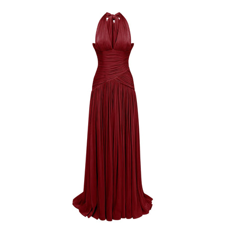 Aurohaya Verdelune Red Gathered Maxi Dress